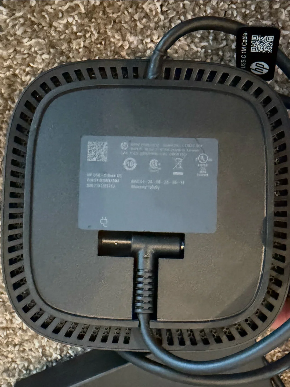 HP Black USB-C Docking Hub with Power Adapter and Cables